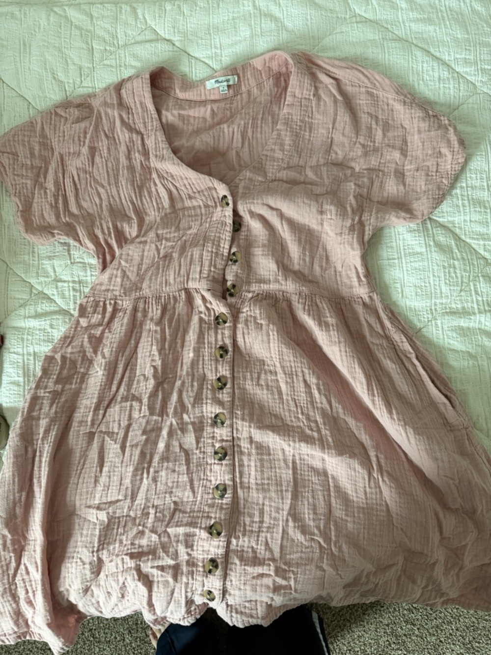 GPink Button-Front Cotton Dress